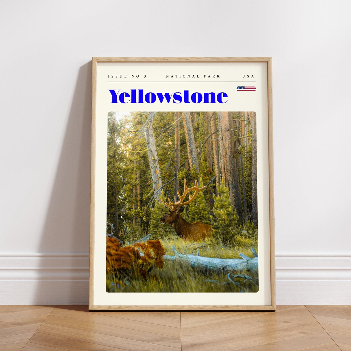 Yellowstone National Park Bull Elk Forest Wildlife Travel Poster - Image 3