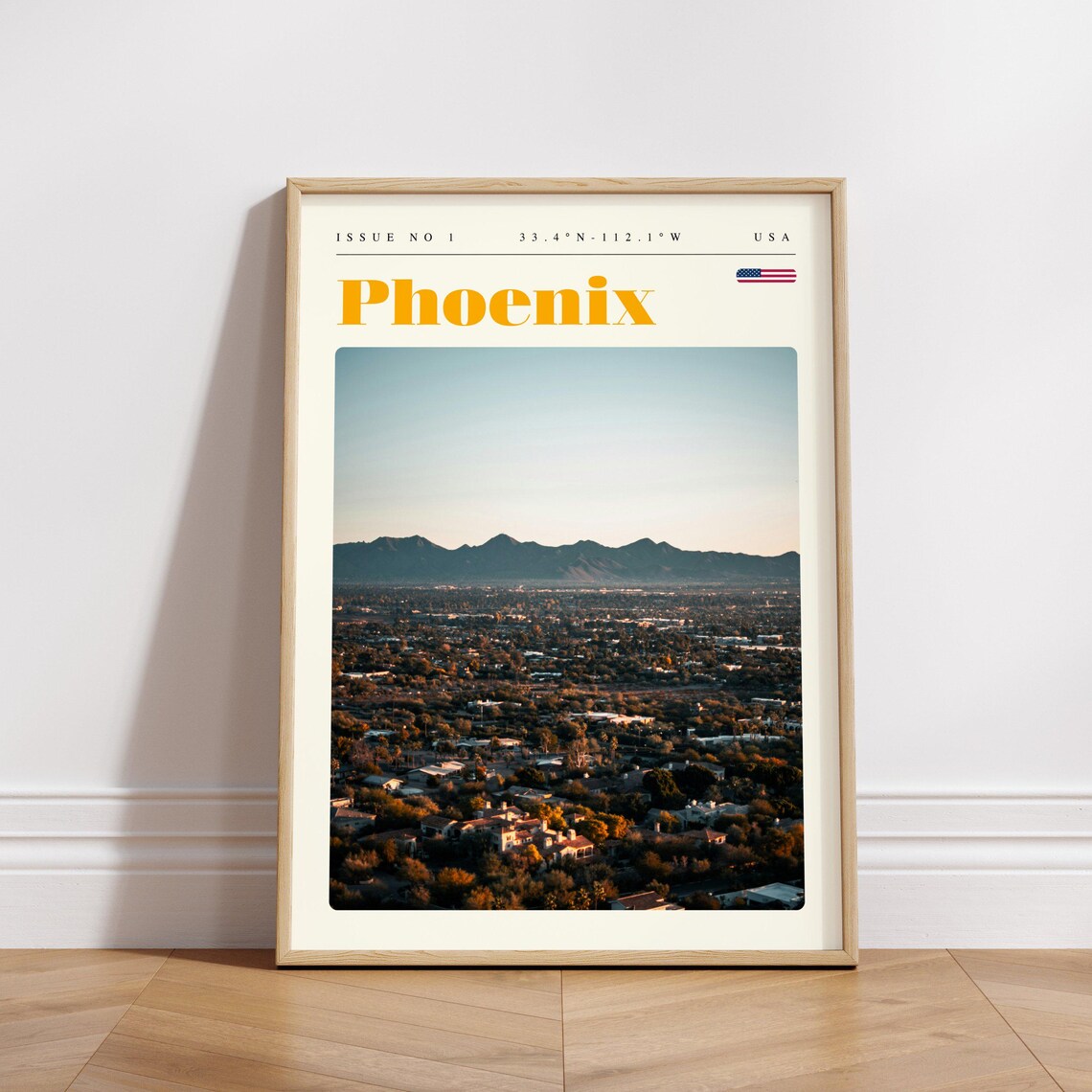 Phoenix Arizona USA Desert City Aerial Mountain Skyline Poster - Image 3