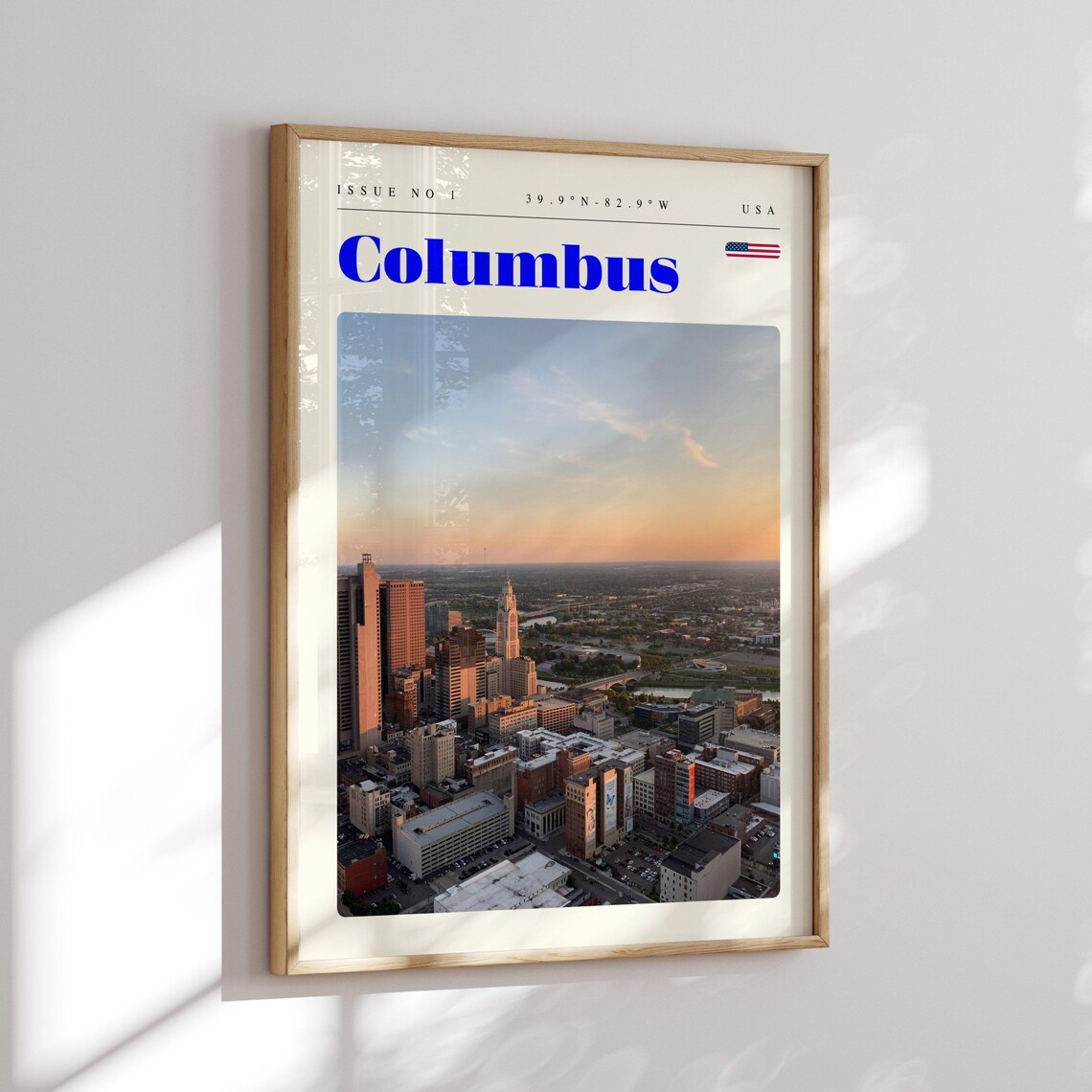 Columbus USA Downtown Skyline Sunset Aerial City View Travel Poster - Image 2