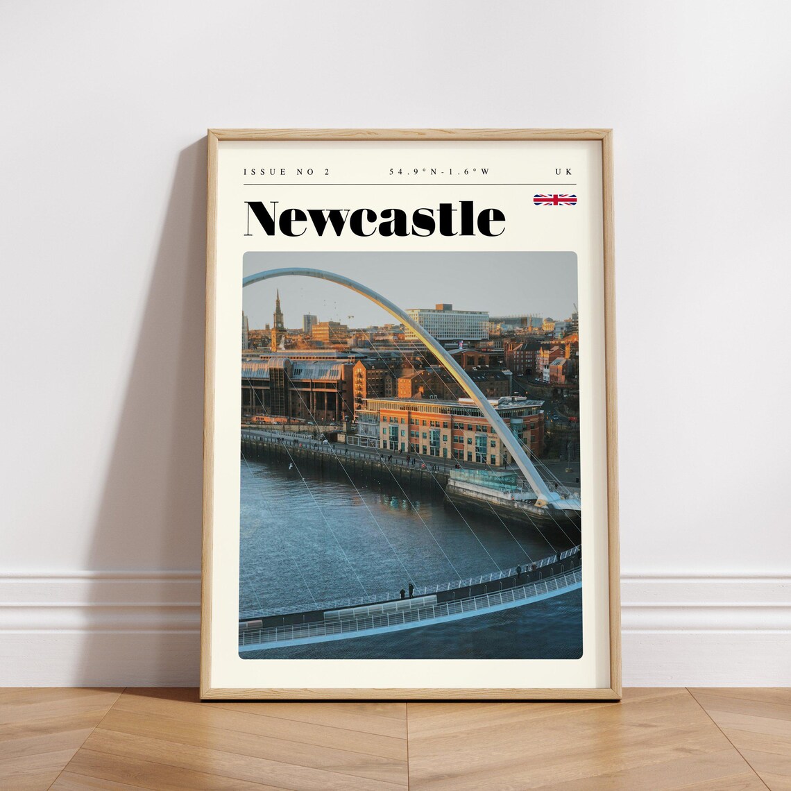 Newcastle UK Millennium Bridge Over the River Tyne Travel Poster - Image 3