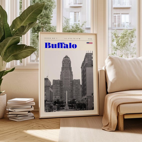 Buffalo Travel Poster Usa Print Modern Wall Art Wall Decor Vintage Cities Art
