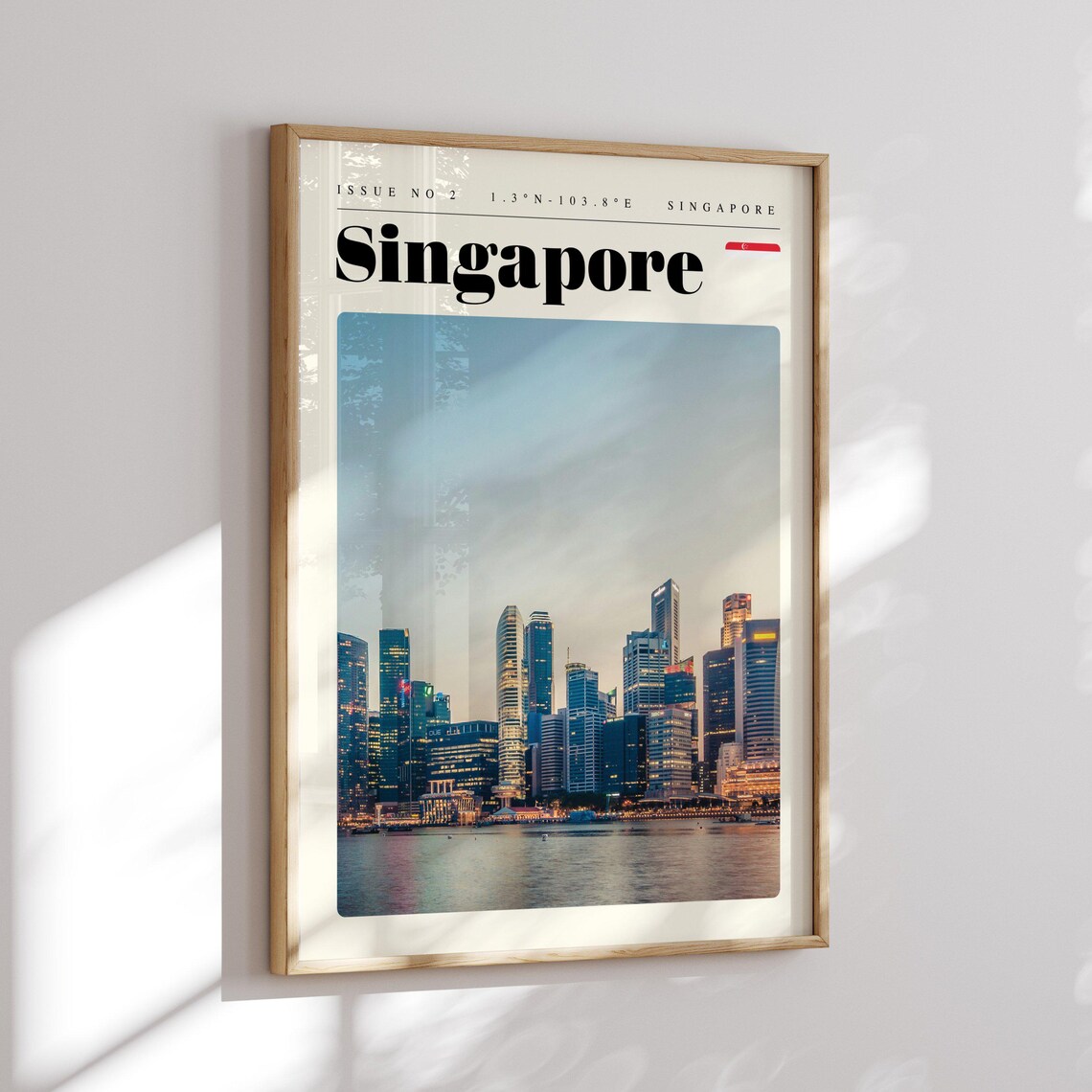 Singapore Vintage Travel Poster Marina Bay Skyline at Golden Hour - Image 2