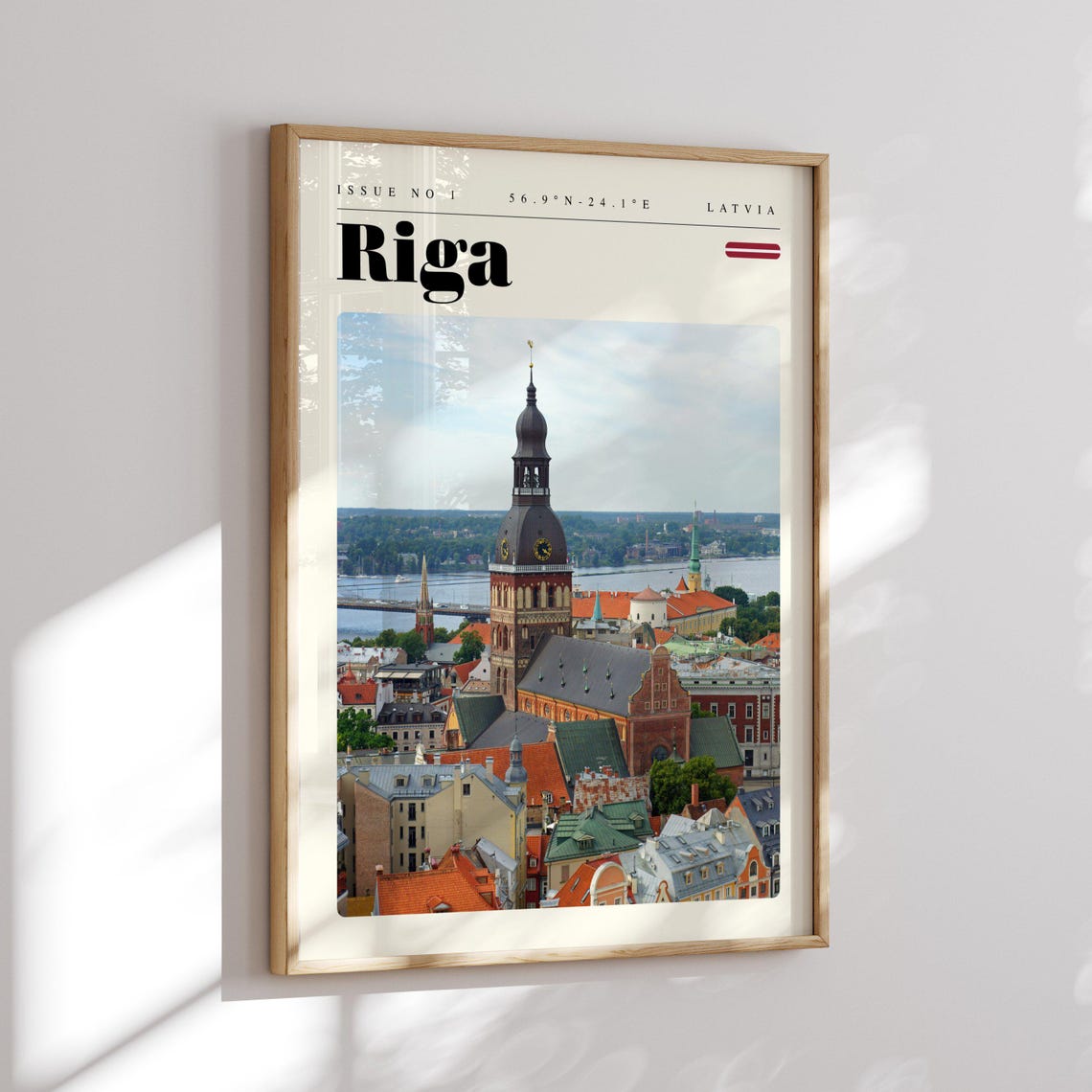 Riga Latvia Old Town Rooftops Cathedral Tower Modern Travel Poster - Image 2