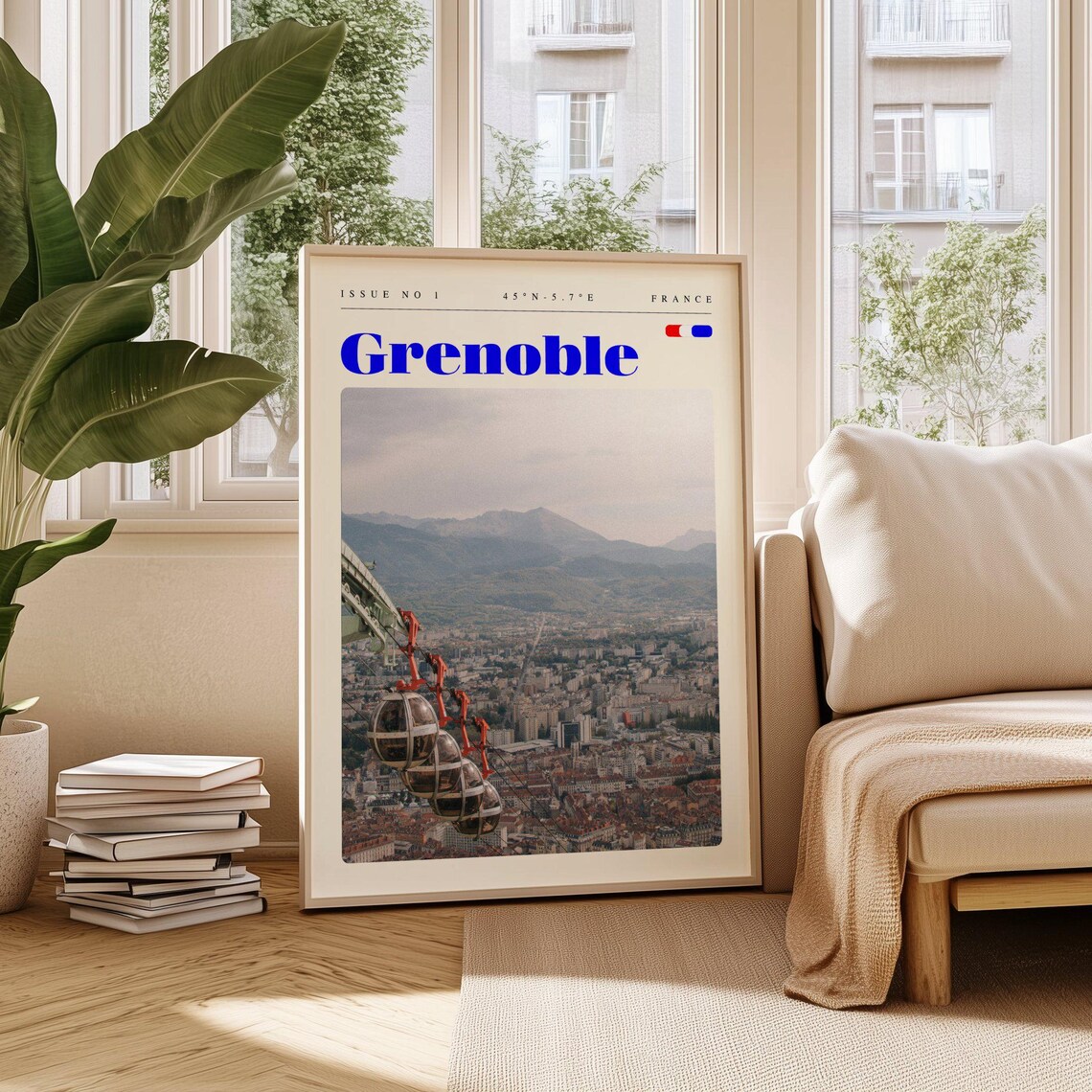 Grenoble Cable Cars Mountain City France Issue 1 Retro Travel Poster