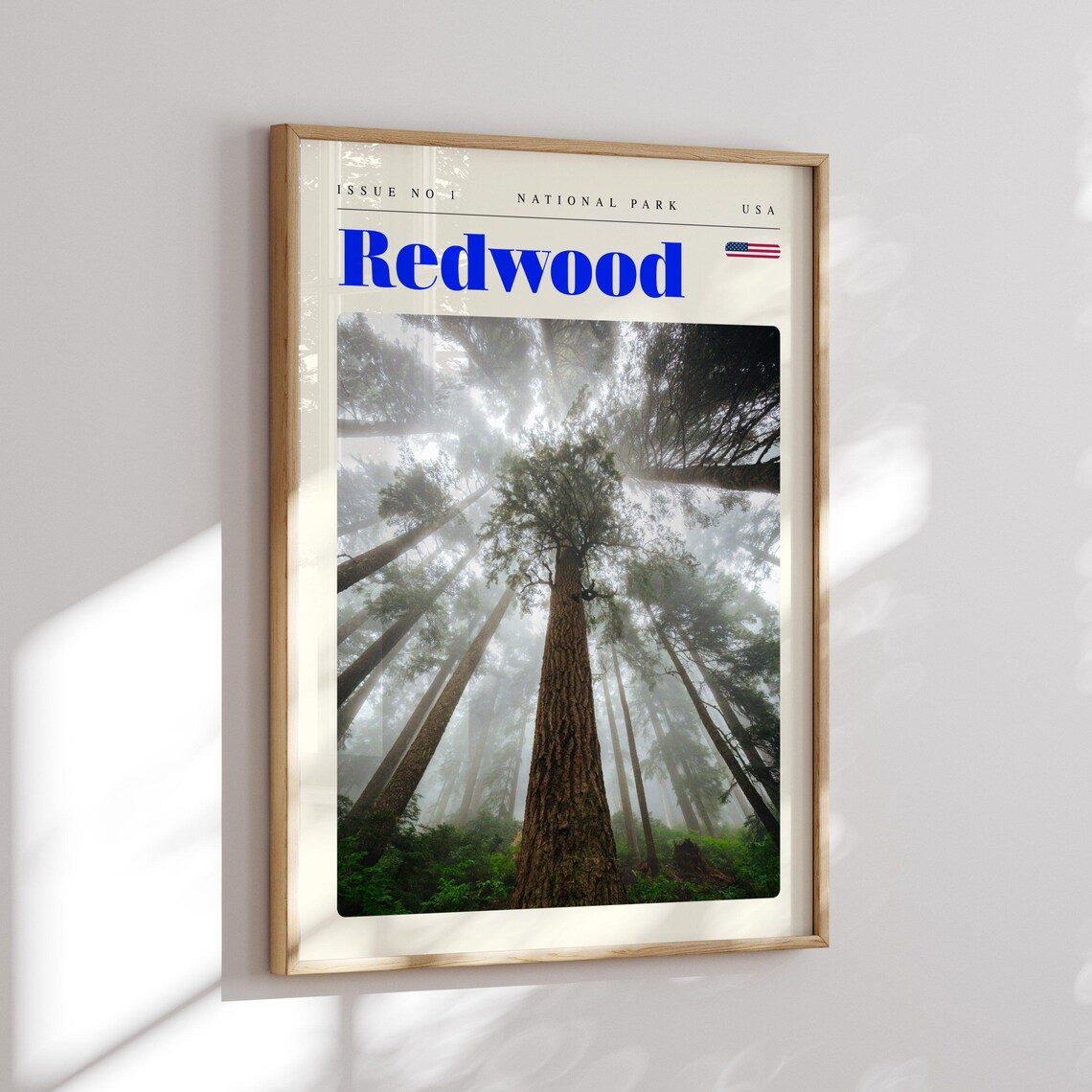 Redwood National Park Vintage Travel Poster Misty Giant Forest Trees - Image 2