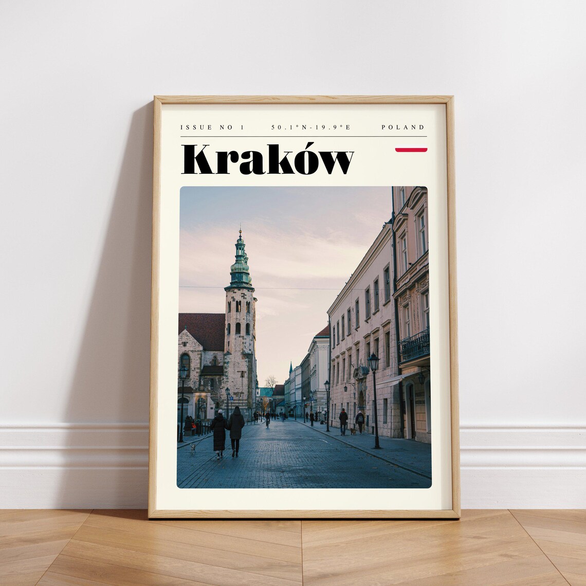 Krakow Poland Old Town Cobblestone Street Church Tower Travel Poster - Image 3