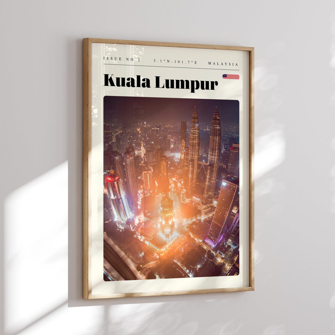 Kuala Lumpur Malaysia Petronas Towers Aerial Night Skyline Poster - Image 2