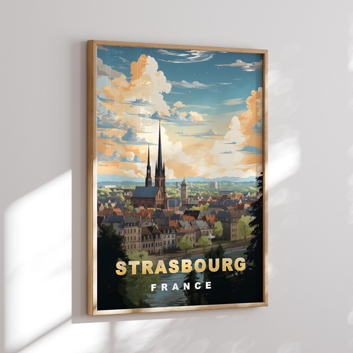 Strasbourg France Gothic Cathedral Skyline Vintage Travel Poster - Image 2
