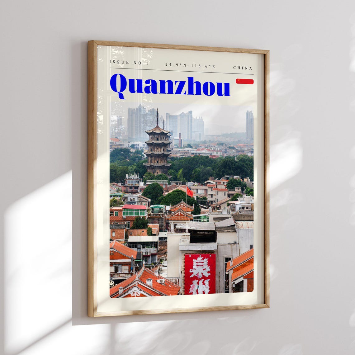Quanzhou China Ancient Pagoda Old City Rooftops Travel Poster - Image 2