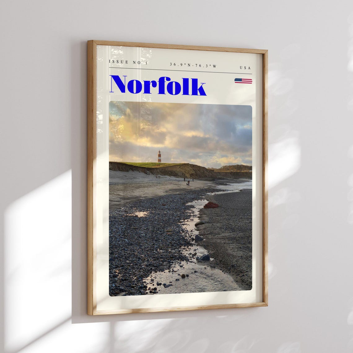 Norfolk Virginia USA Scenic Lighthouse Beach Coast Sunset Poster - Image 2