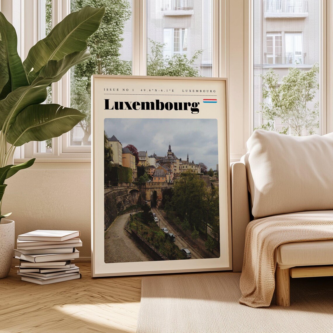 Luxembourg City Old Town Fortress Road Cliffs View Travel Poster