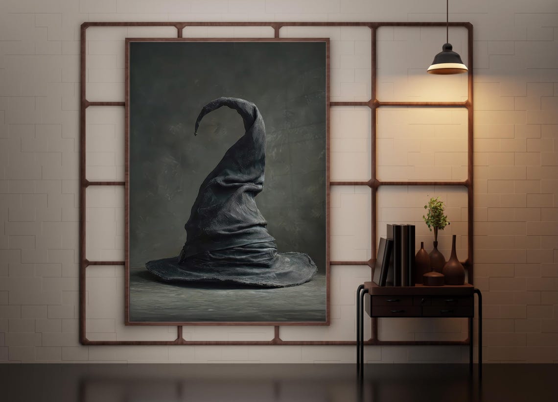 Dark Wizard Hat Gothic Still Life Halloween Fantasy Art Poster