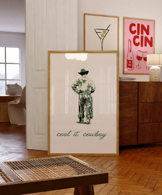 Cowboy Poster Vintage Western Wall Art Retro Western Art Gallery 1 Print