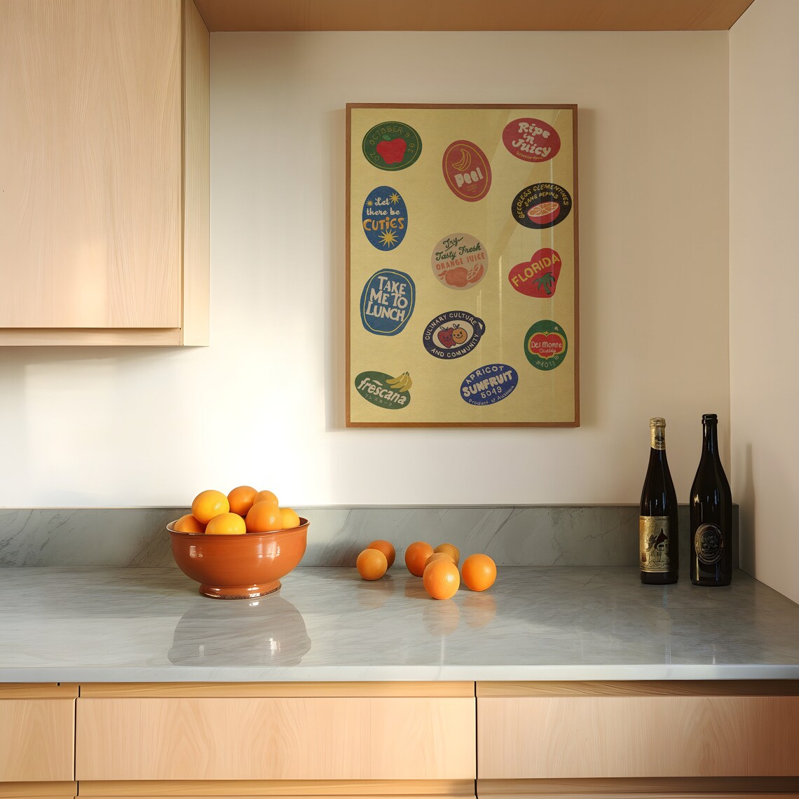 Vintage Fruit Sticker Poster, Retro Kitchen Art Print - Image 5
