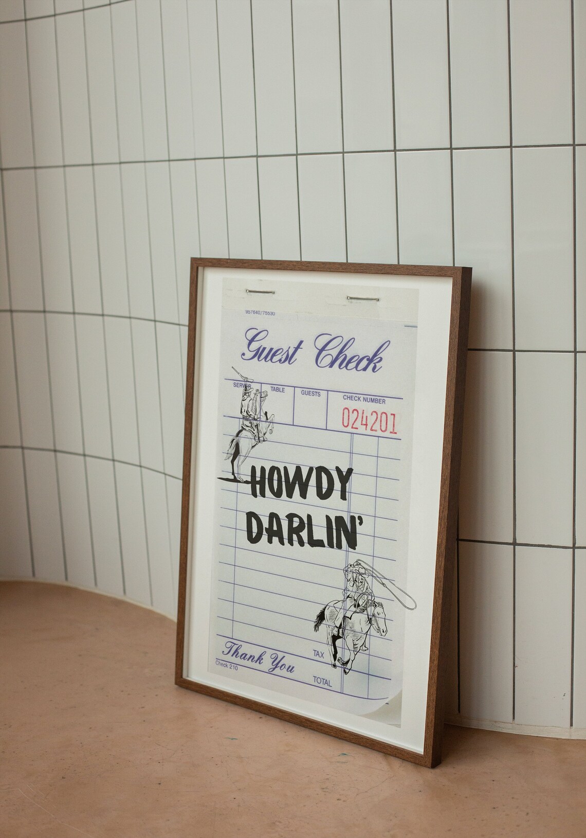 Cowboy Guest Check Minimal Art Print, Western Decor - Image 4