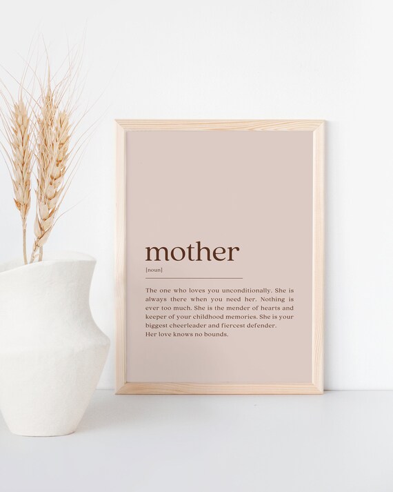Mother Definition Minimalist Art Print, Mother's Day