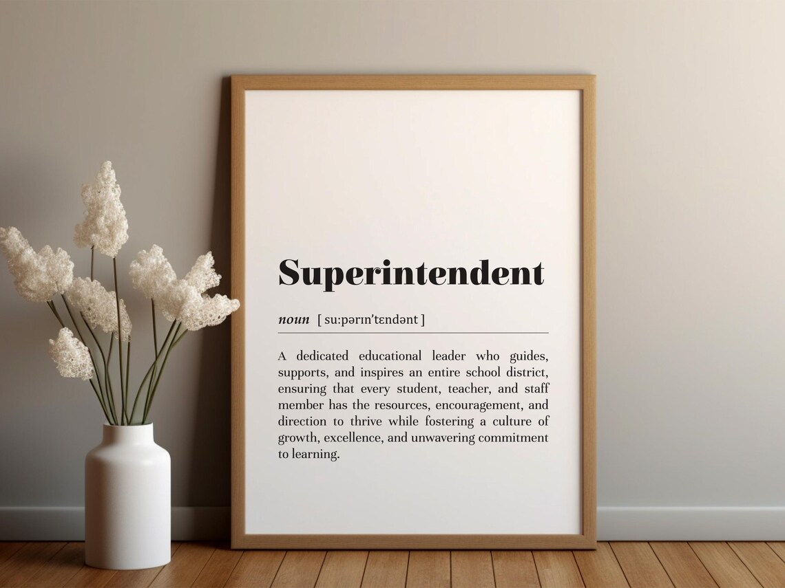 Superintendent Definition Poster, School Office Decor