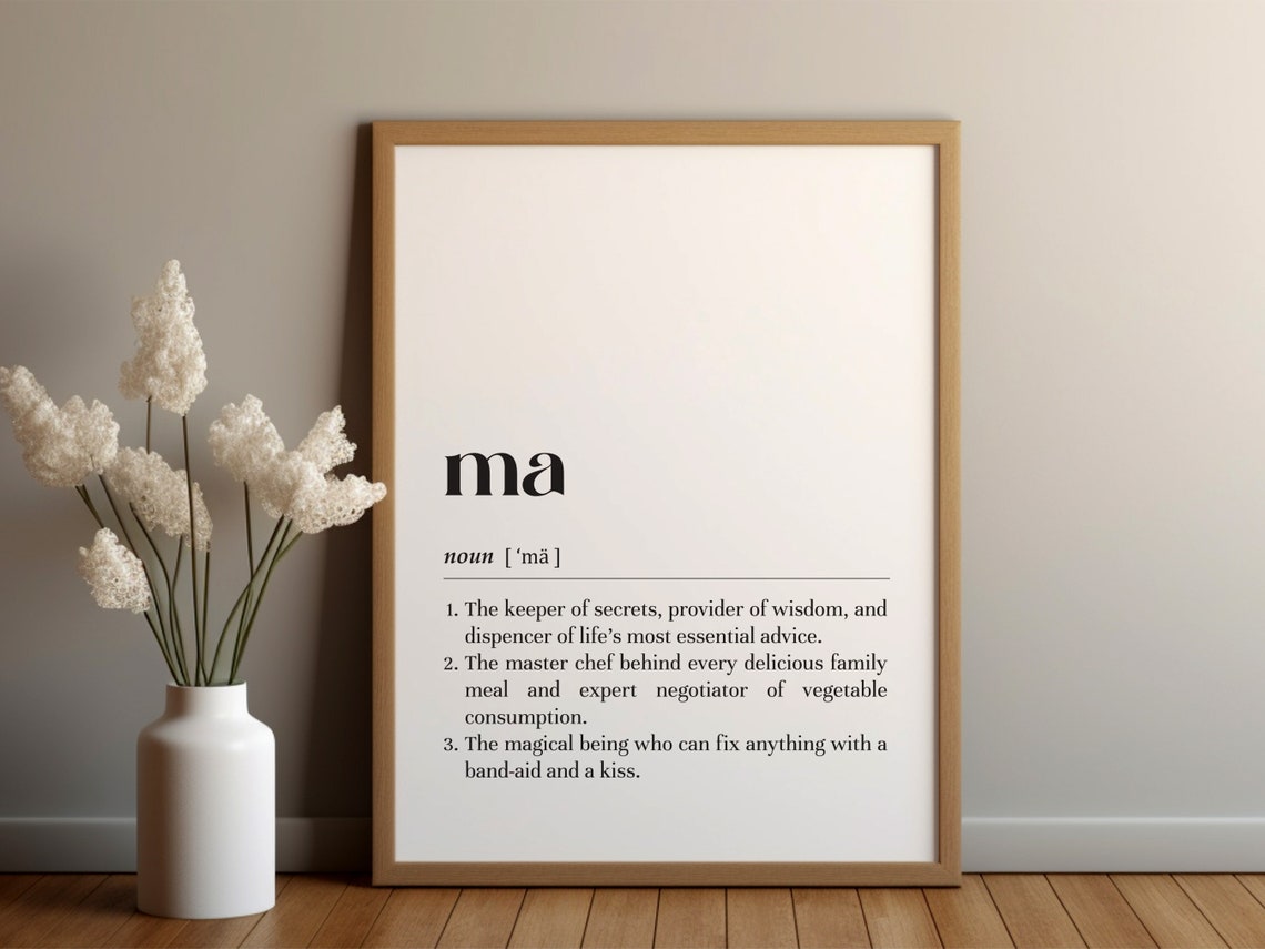 Ma Definition Black and White Typography Mother Gift Wall Poster