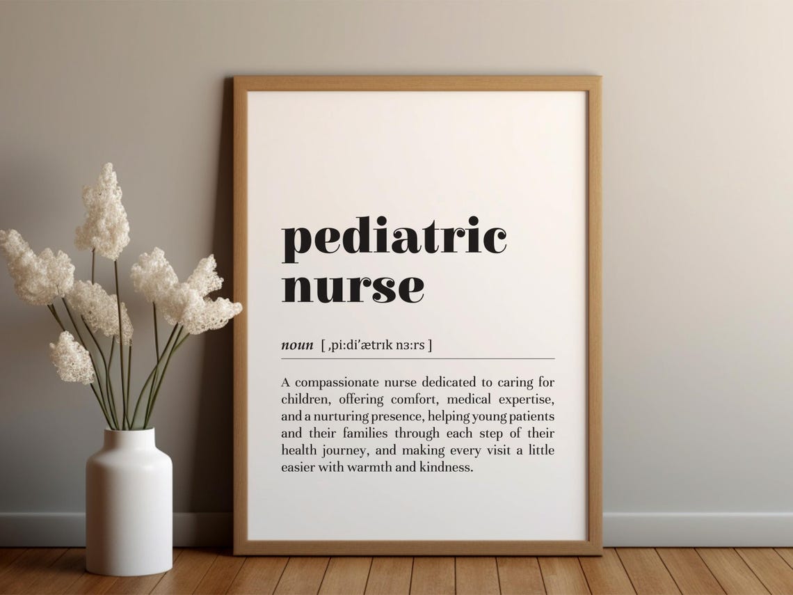 Pediatric Nurse Dictionary Definition Minimalist Nursery Decor Poster