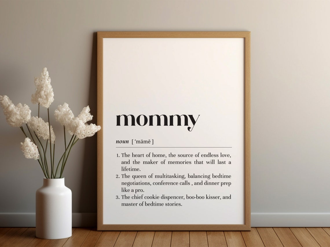 Sweet Mommy Dictionary Definition Heart of Home Typography Poster
