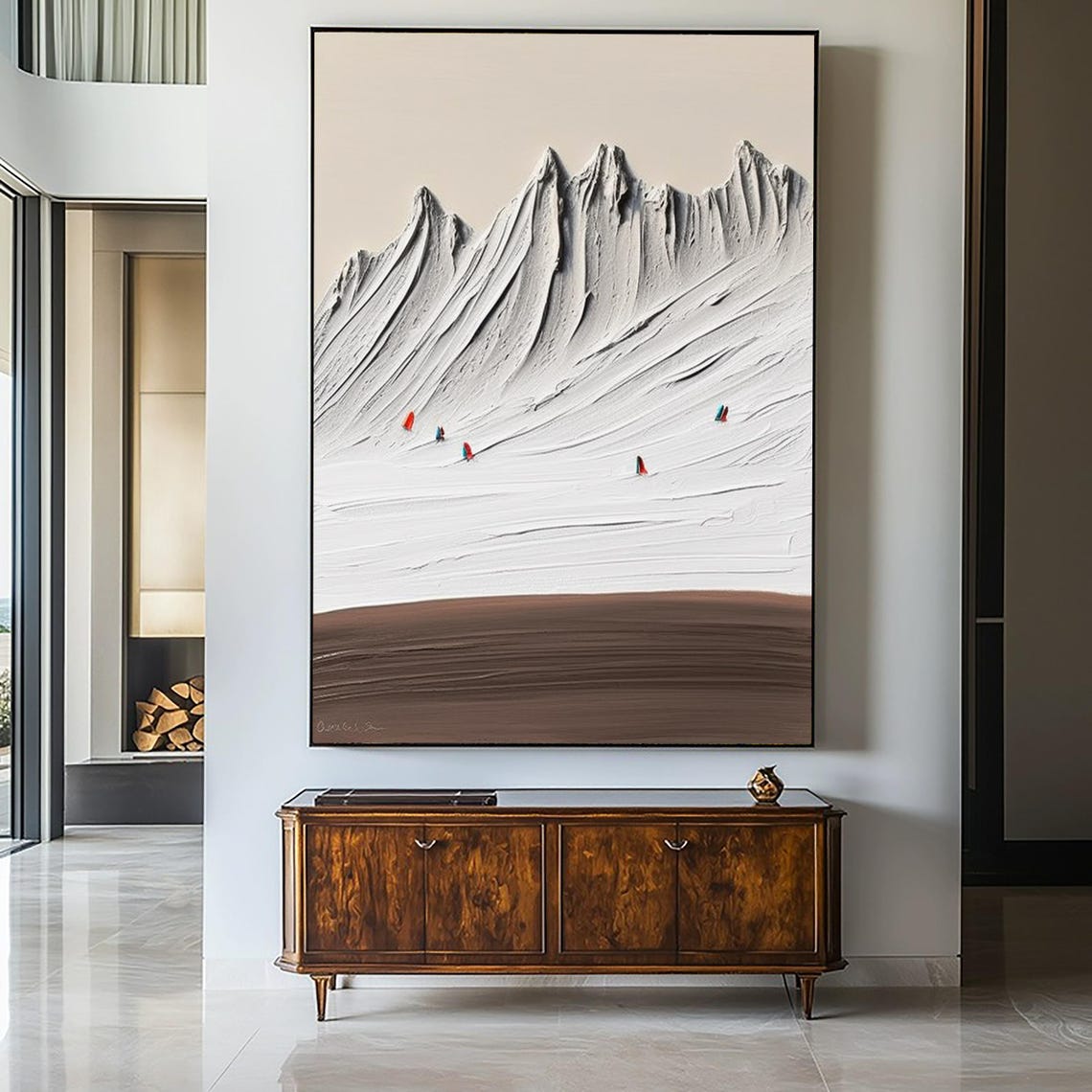 Large White Mountain Texture Painting Hand Painted Abstract Mountain Wall Art Painting White Mountain Painting On Mountain Wall Art - Image 3