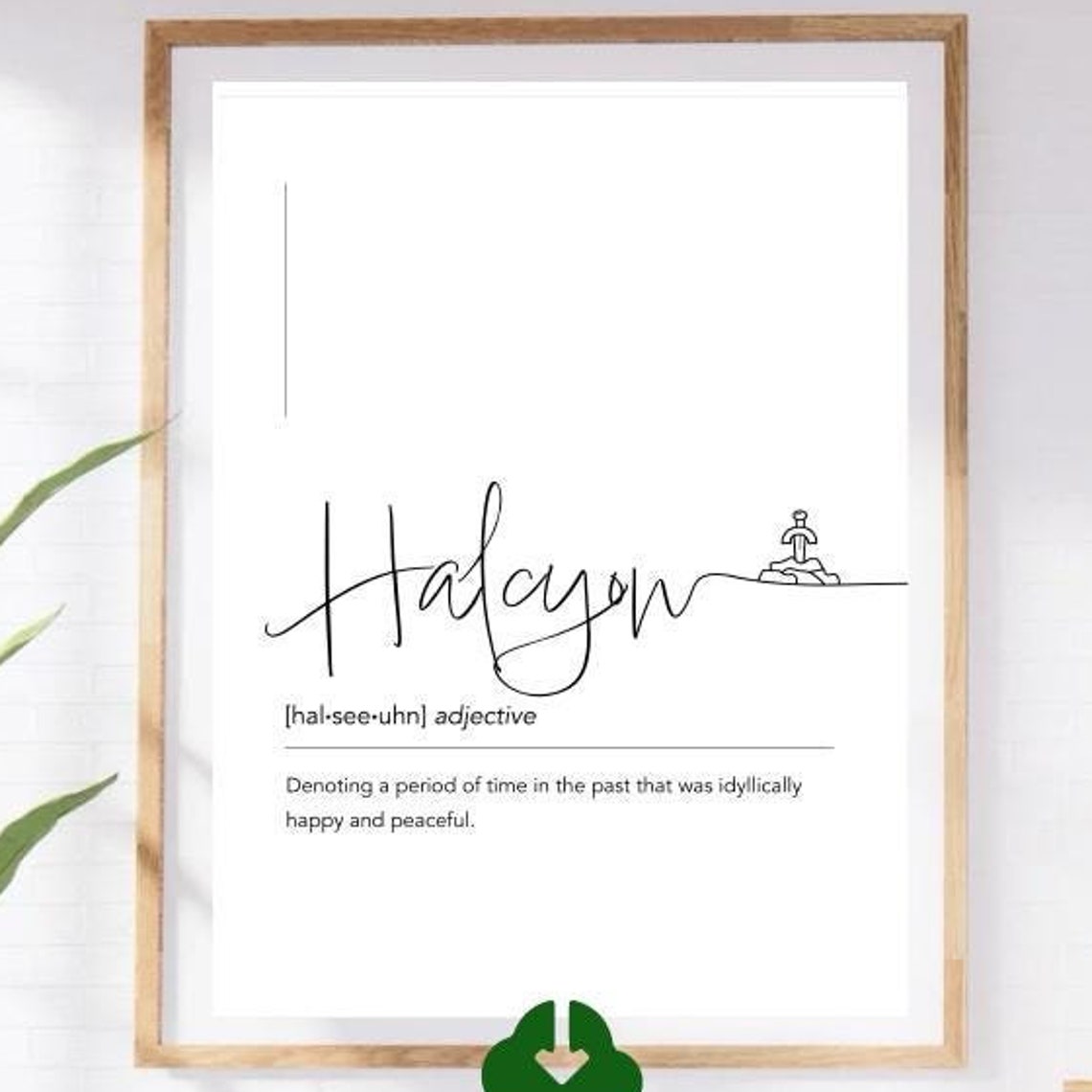 Halcyon Script Definition White Peaceful Golden Days Word Poster