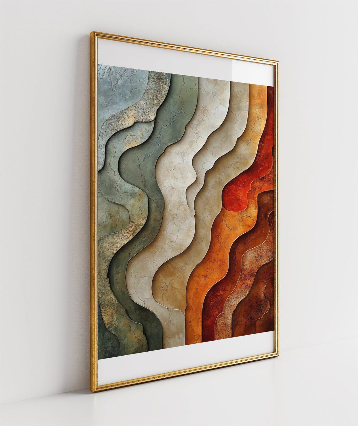 Layered Wave Pattern Poster Earth Tone Abstract Contour Decor Art - Image 3