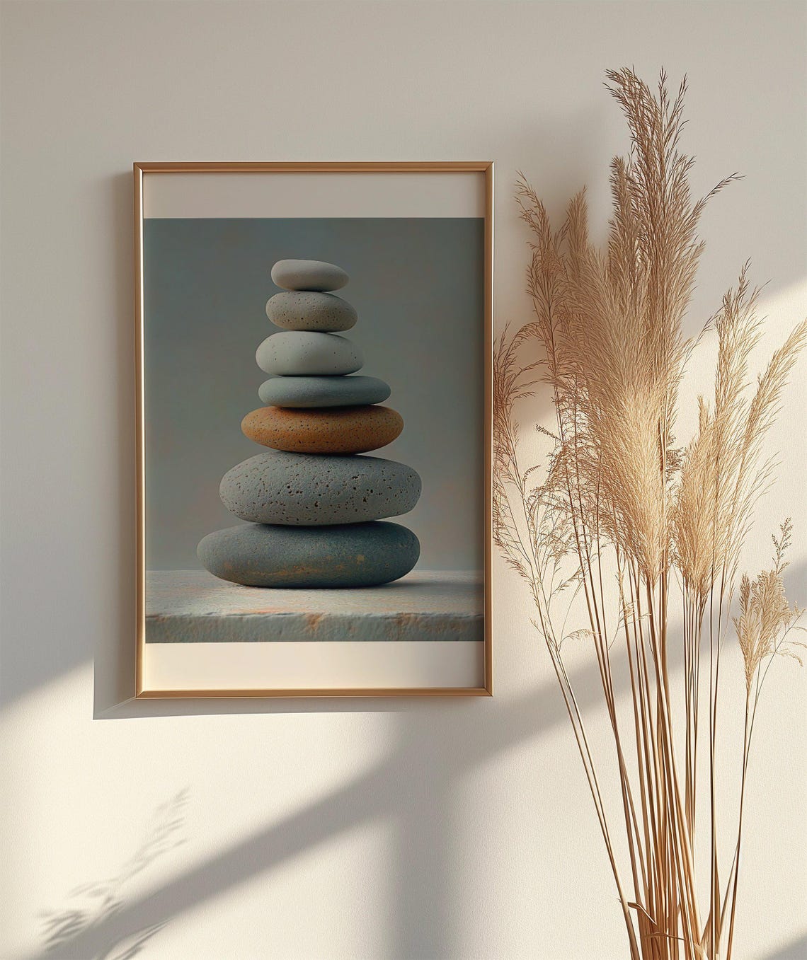 Perfectly Balanced Seven Stone Tower Serene Meditation Art Poster - Image 2