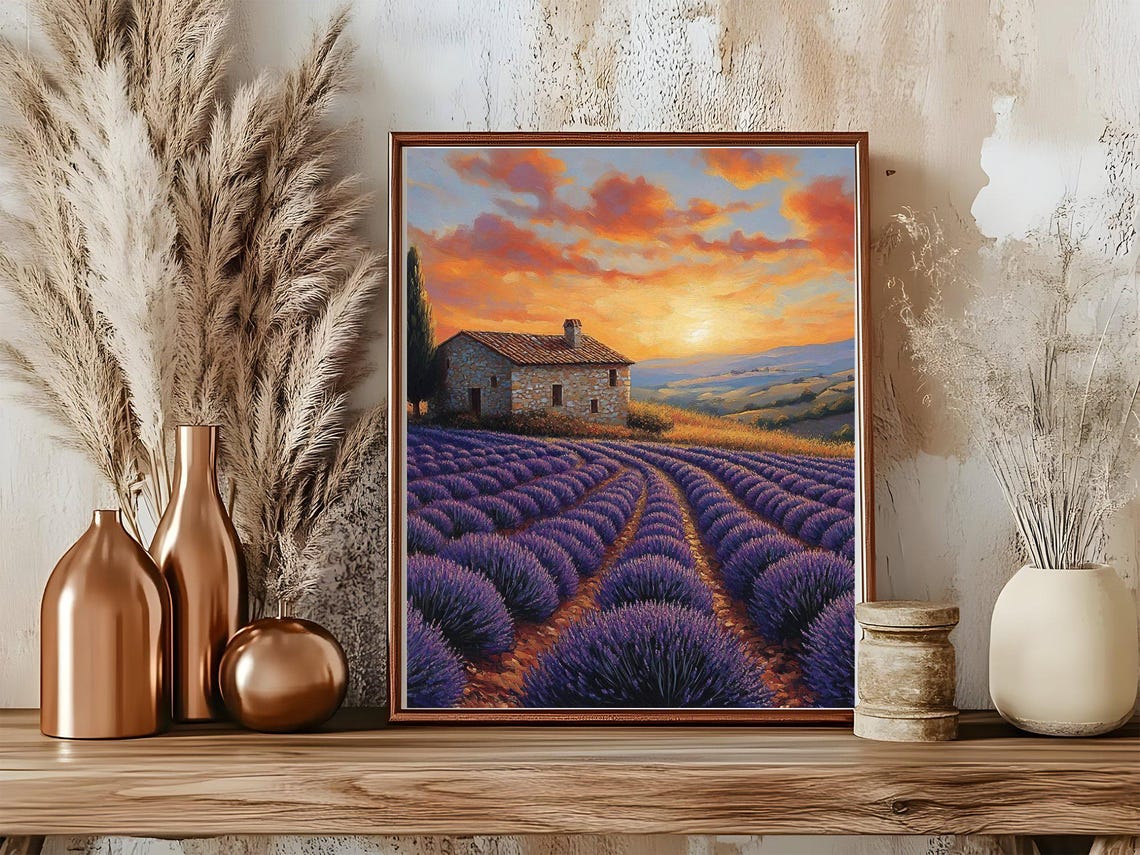 Lavender Field Sunset Glow Farmhouse Countryside Scenic Poster - Image 5