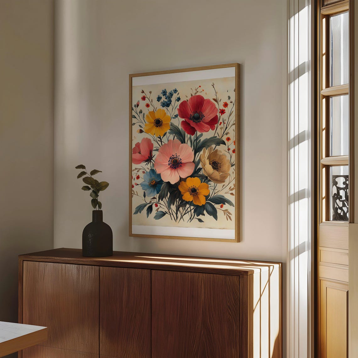 Vibrant Anemone Bouquet Colorful Floral Botanical Art Poster - Image 4