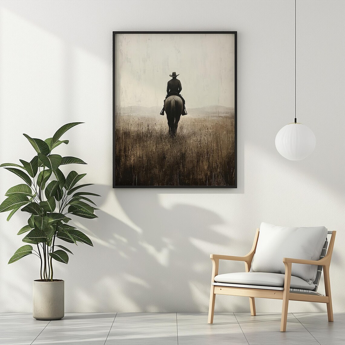 Cowboy Riding Horse Vintage Western Art Print - Image 2