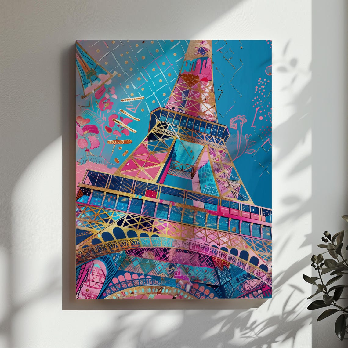 Abstract Eiffel Tower Turquoise Blue Pop Art Paris Landmark Poster