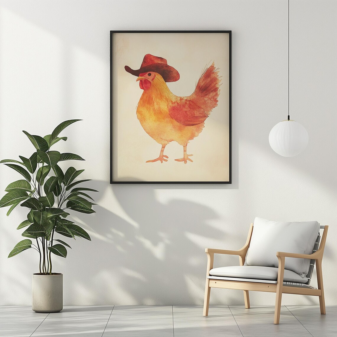 Chicken Wearing Cowboy Hat Art Print, Funny Farmhouse - Image 2