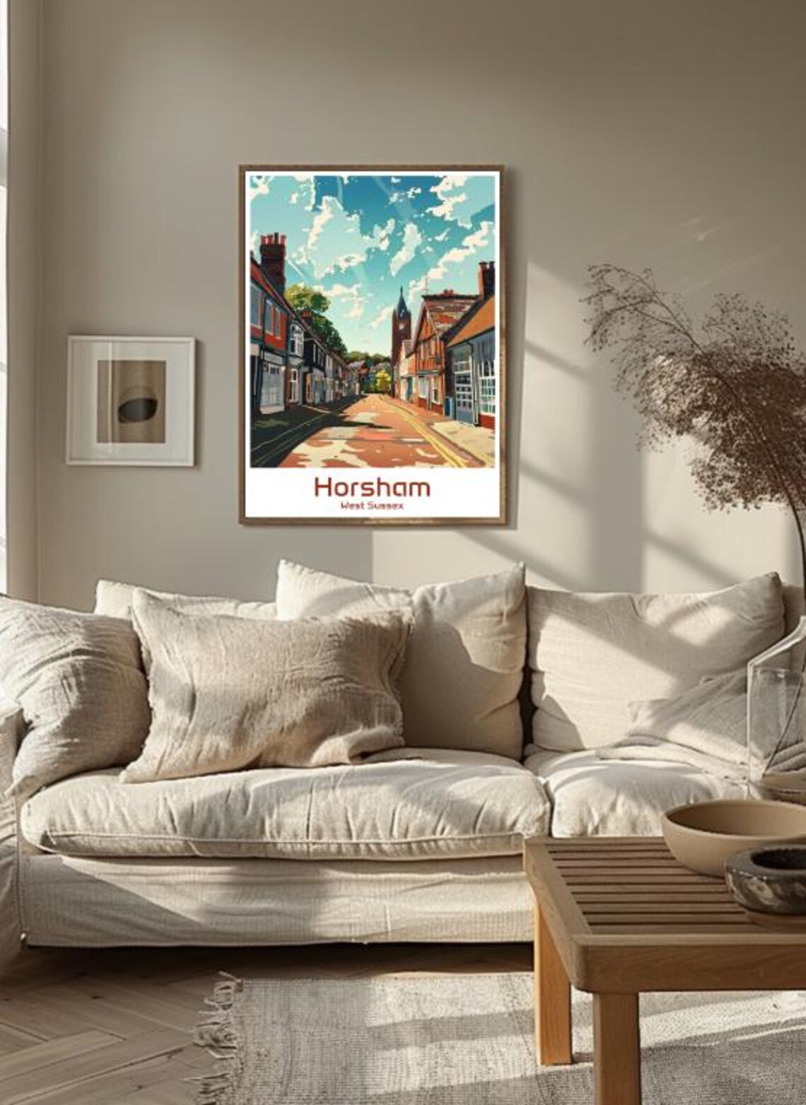Horsham West Sussex Sunny Historic Market Town Street Scene Poster - Image 3