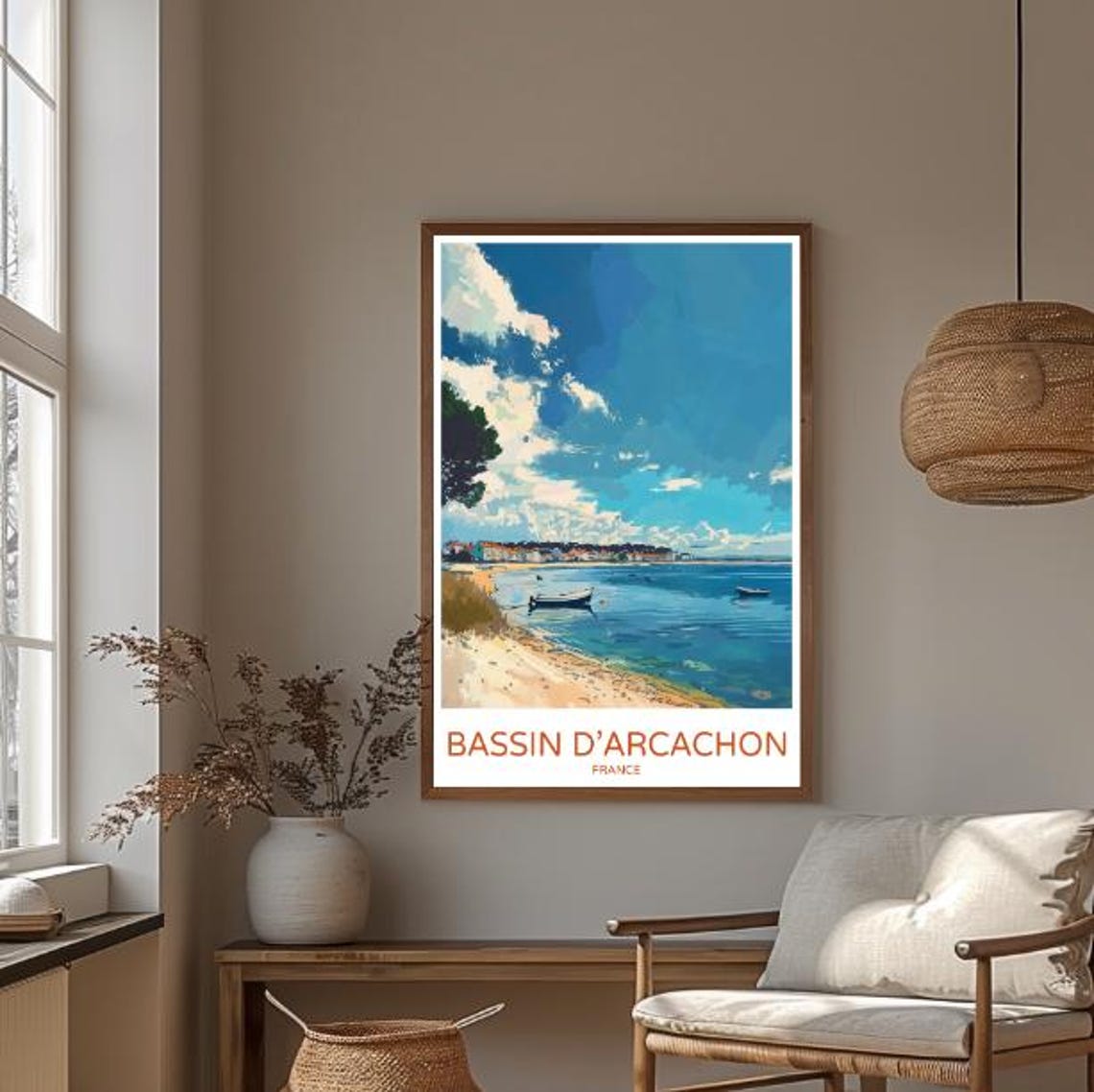 Bassin Darcachon France Travel Poster Seaside Landscape Art Dune Du Pilat Coastal Views France Travel Gift Modern Wall Decor - Image 3