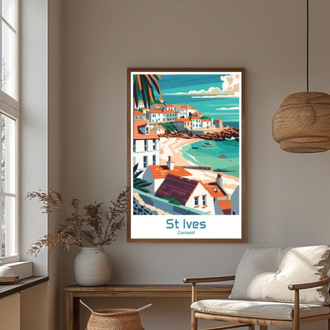 St Ives Cornwall Harbour Cottages Boats Seaside Travel Poster - Image 4