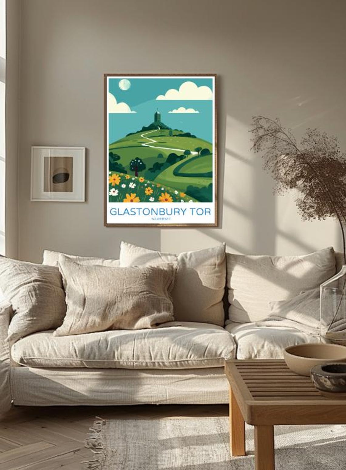 Glastonbury Tor Somerset Rolling Green Hills Meadow View Poster - Image 3