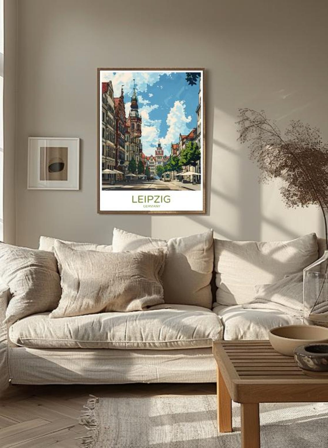 Leipzig Germany Historic Old Town Street Tram Scene Art Poster - Image 3