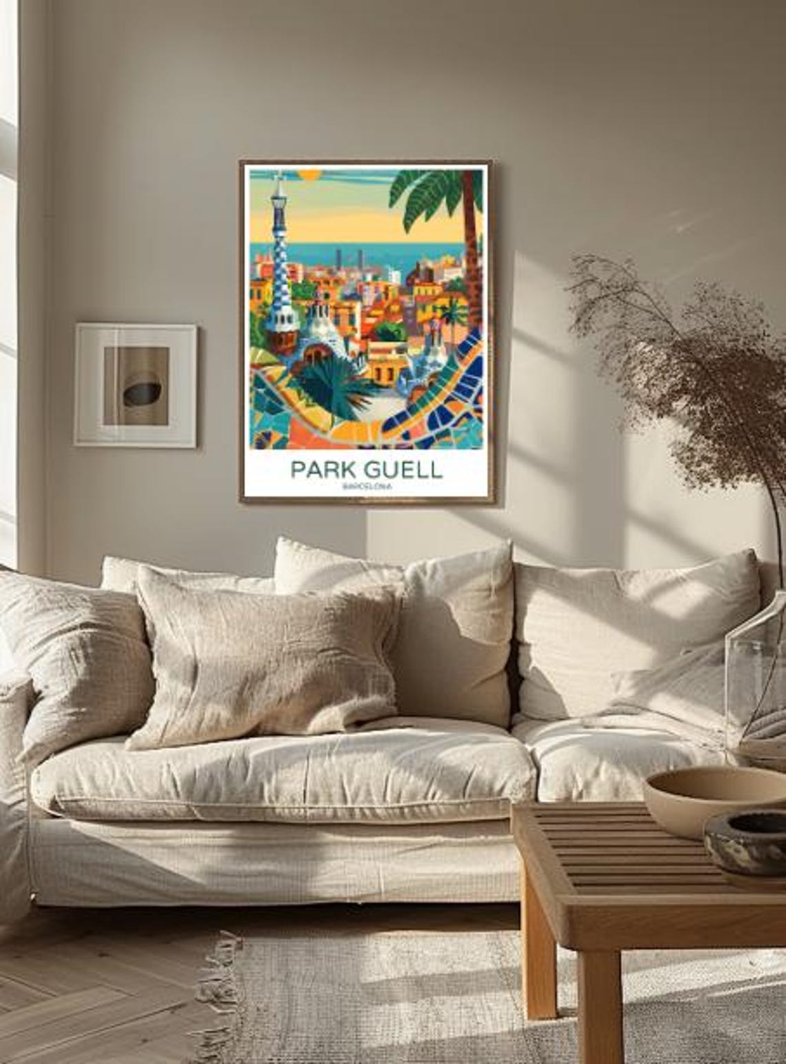 Park Guell Barcelona Gaudi Mosaic Terrace Above the Sea Poster - Image 2