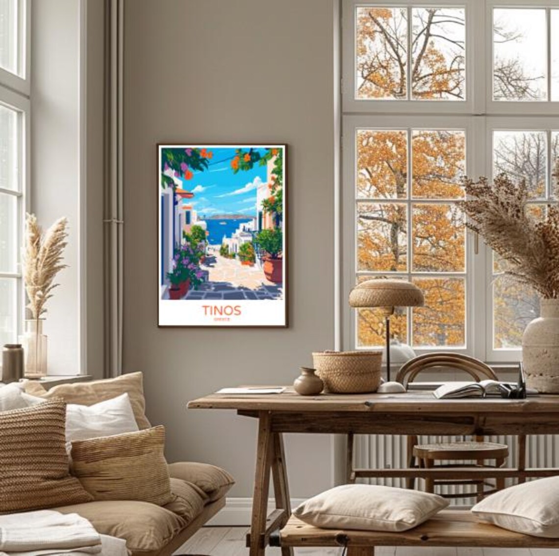 Tinos Greece Travel Poster Beautiful Wall Art Of Greek Island Traditional White Villages Aegean Sea View Gift Idea - Image 4