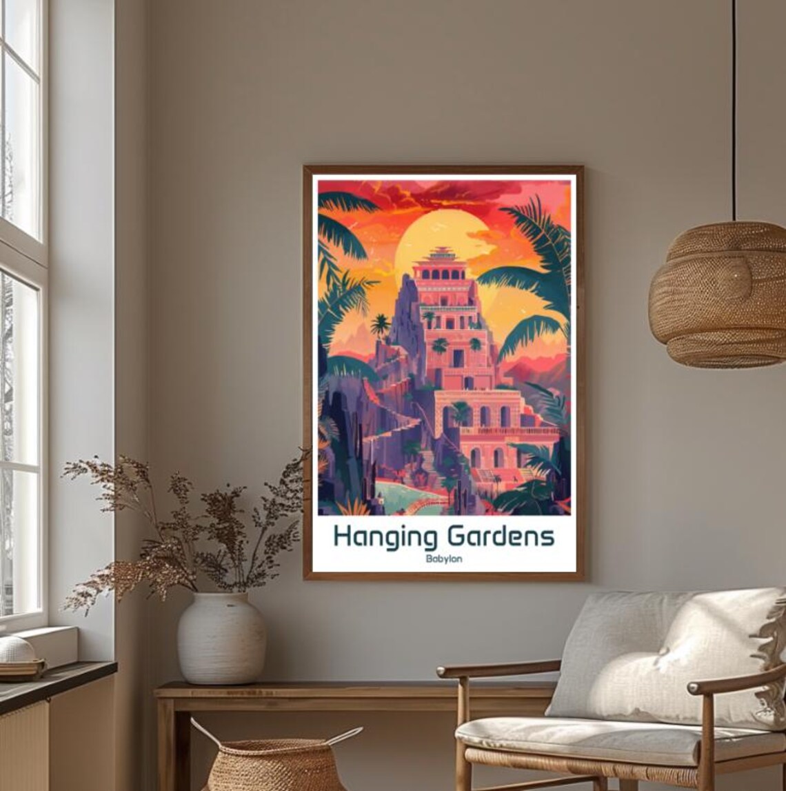 Hanging Gardens Of Babylon Sunset Ancient Wonder Vintage Poster - Image 4