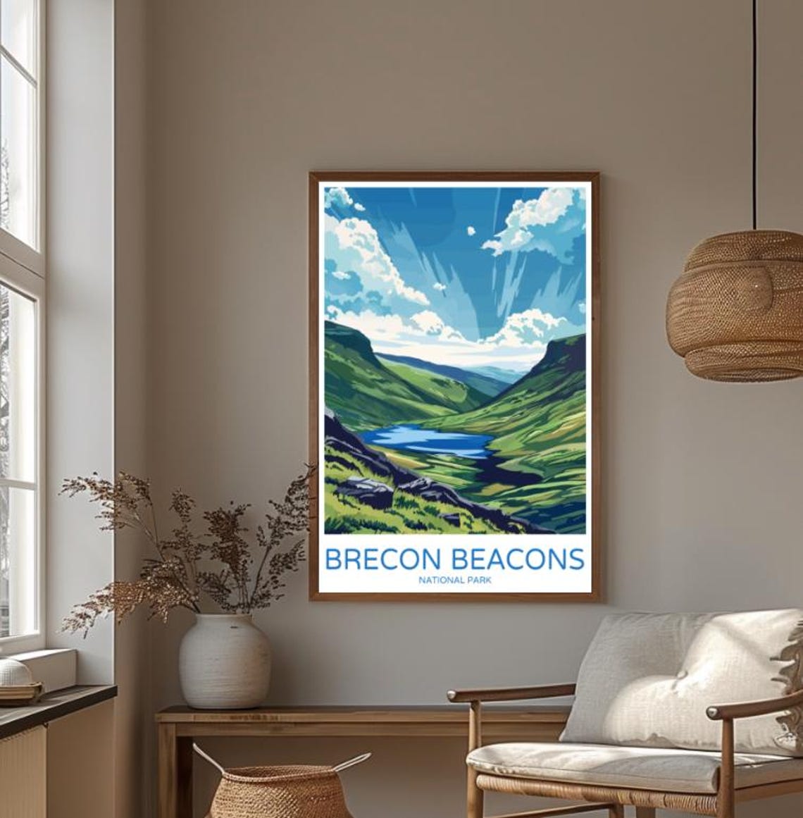 Brecon Beacons National Park Green Valley Colorful Travel Poster - Image 4