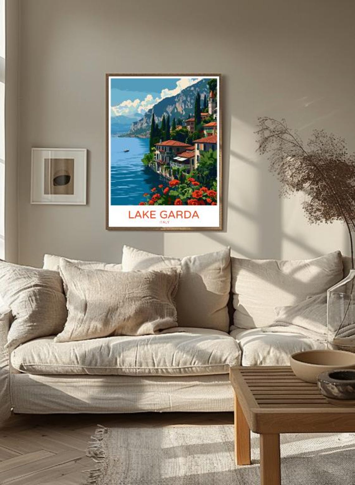 Lake Garda Italy Lakeside Village Cypress Trees Waterfront Poster - Image 3