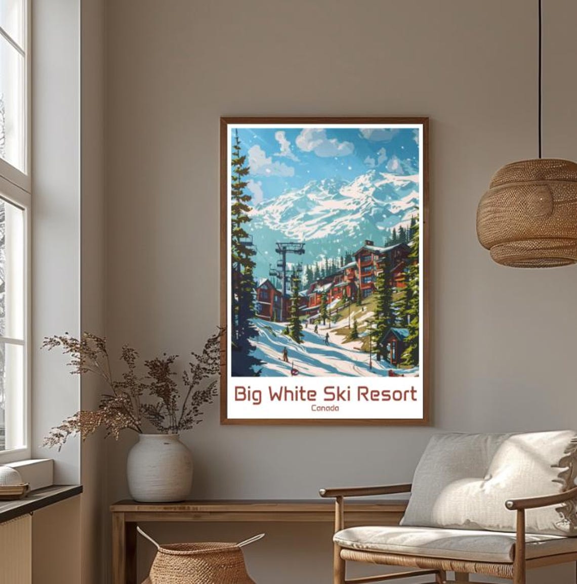 Big White Ski Resort Village Canada Winter Mountain Travel Poster - Image 4