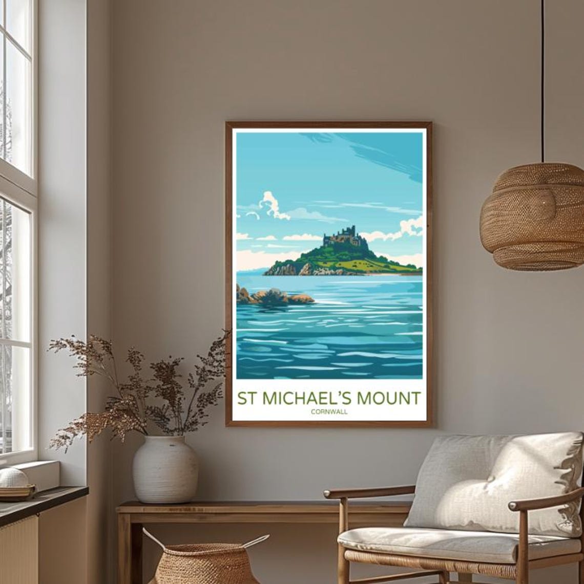 St Michaels Mount Cornwall Tidal Island Castle Travel Poster - Image 3