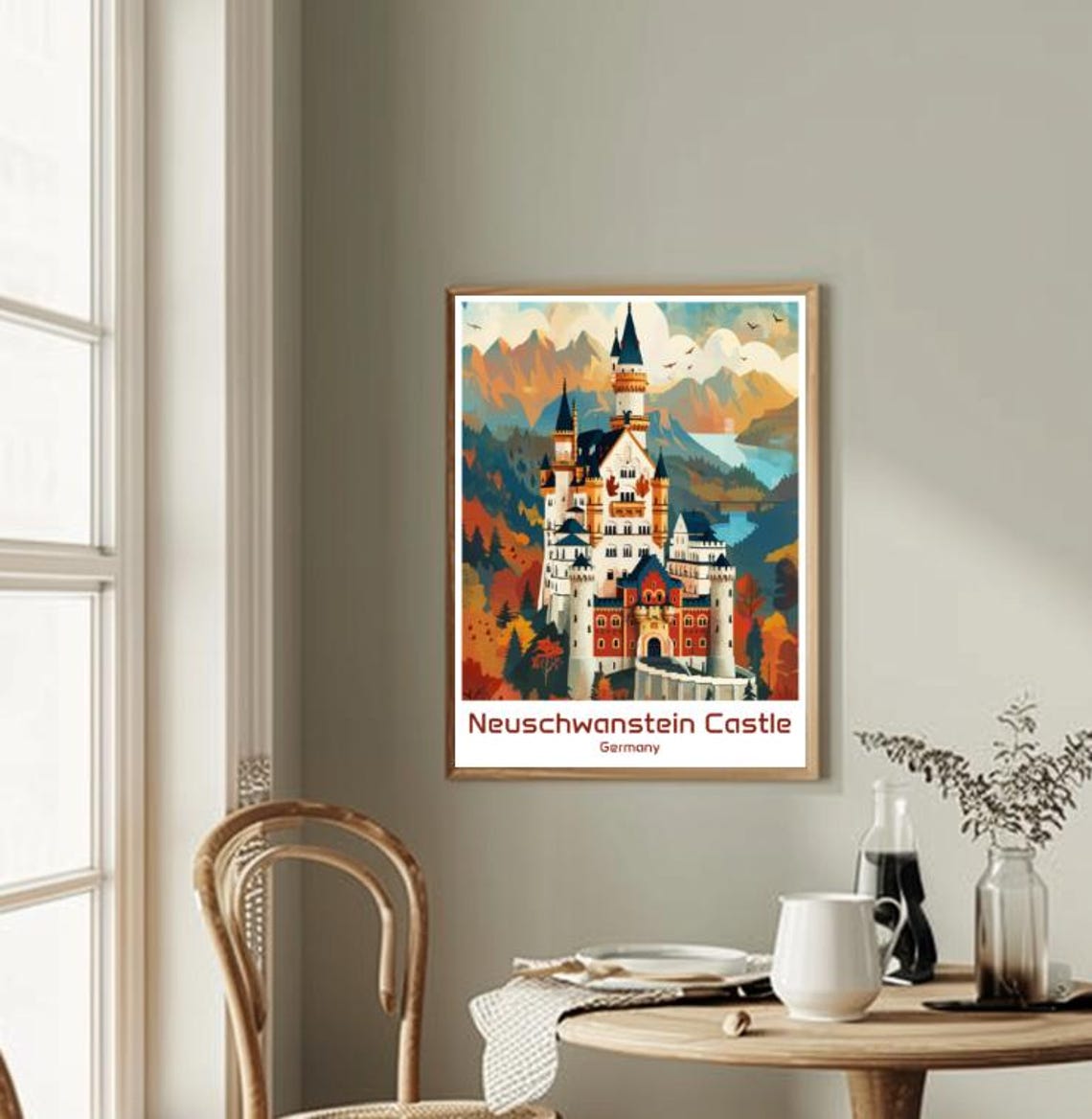 Neuschwanstein Castle Autumn Fairytale Mountain Landscape Poster - Image 2