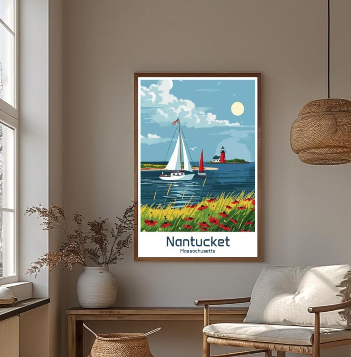 Nantucket Massachusetts Lighthouse Sailboats Island Coastal Poster - Image 4