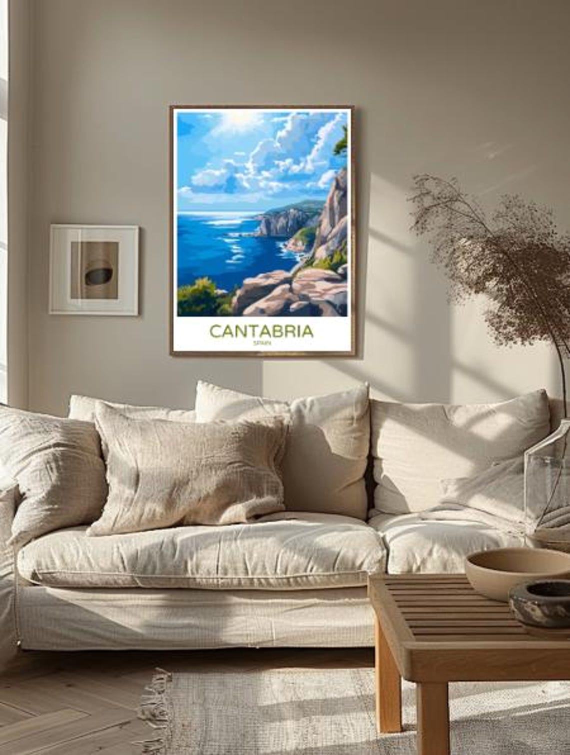 Cantabria Spain Dramatic Coastal Cliffs Over Blue Sea Poster - Image 2