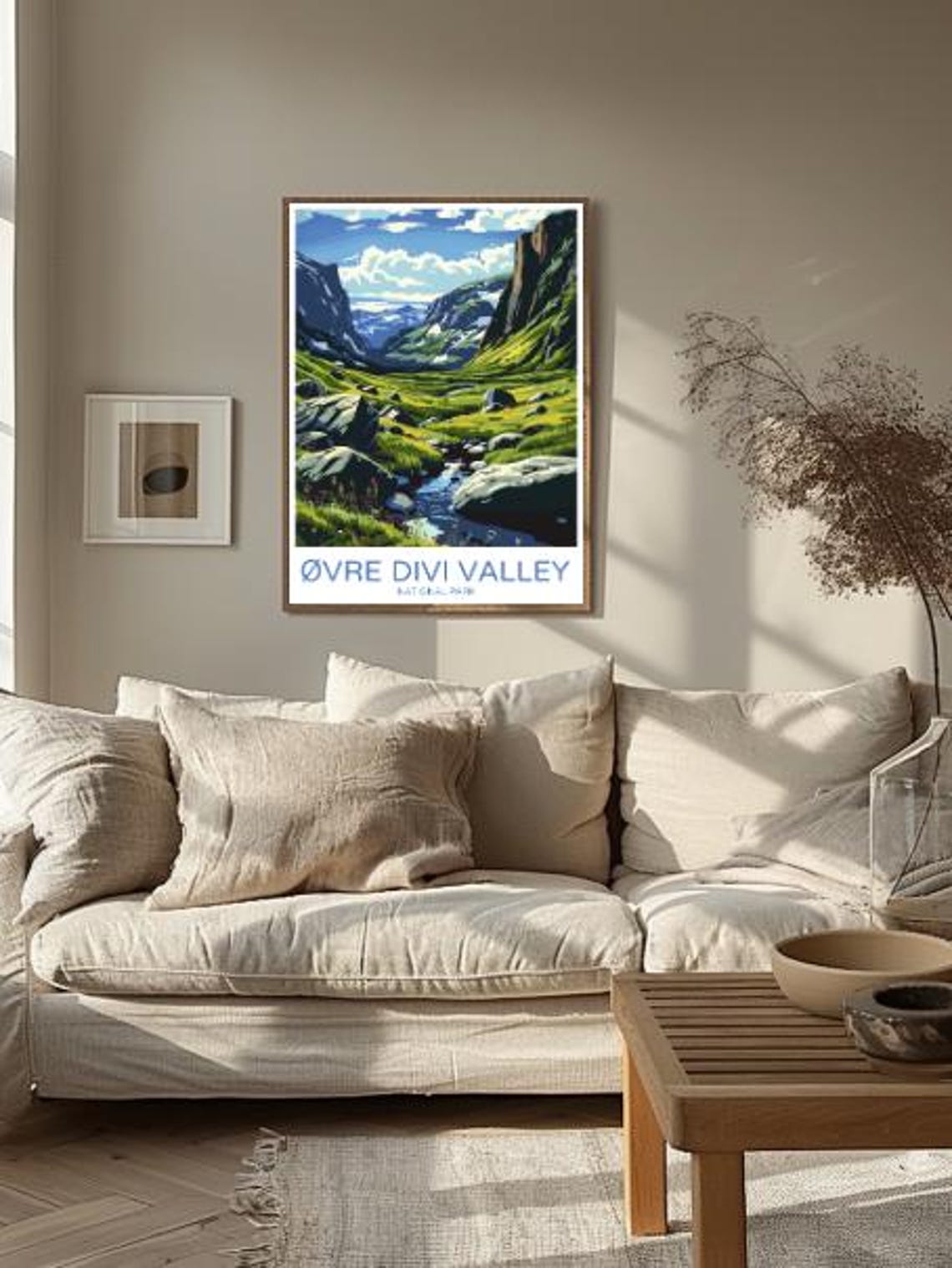 Ovre Divi Valley Norway Green Valley Poster With Stream Rocks Hills - Image 2