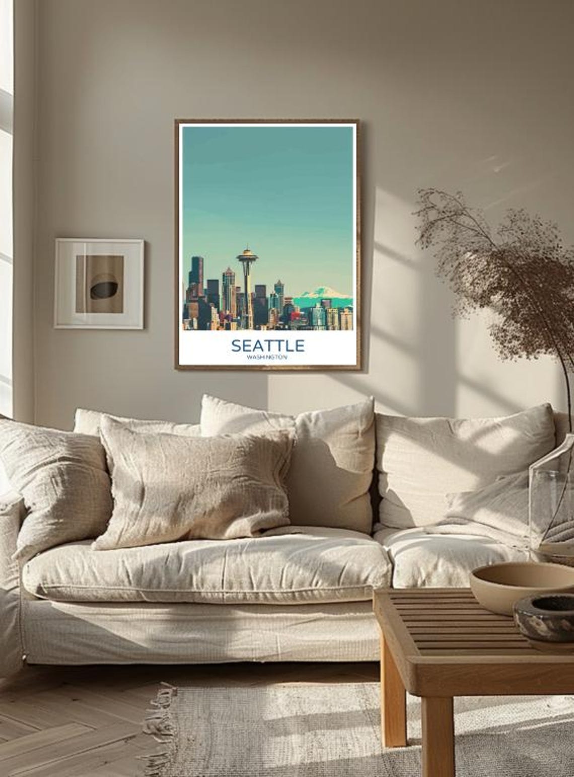 Seattle Washington Space Needle Skyline Retro Mt Rainier Travel Poster - Image 2